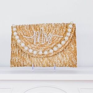 Mrs. Straw Clutch w/ Pearls